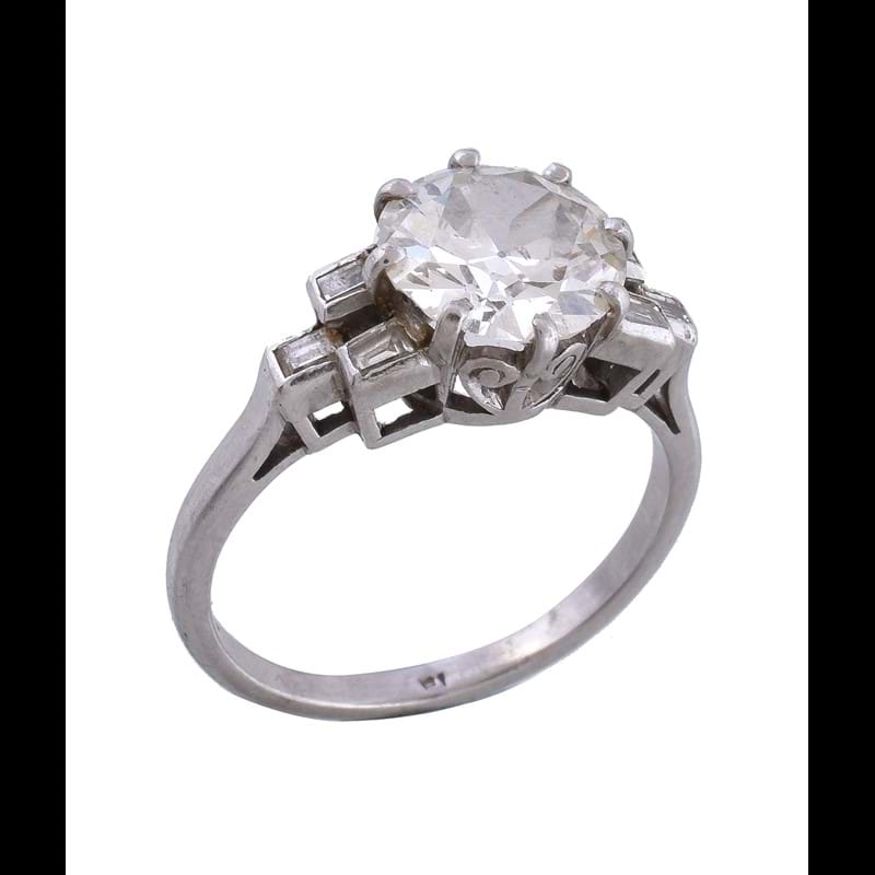A 1950s single stone diamond ring, the central old European cut diamond weighing 2.06 carats 