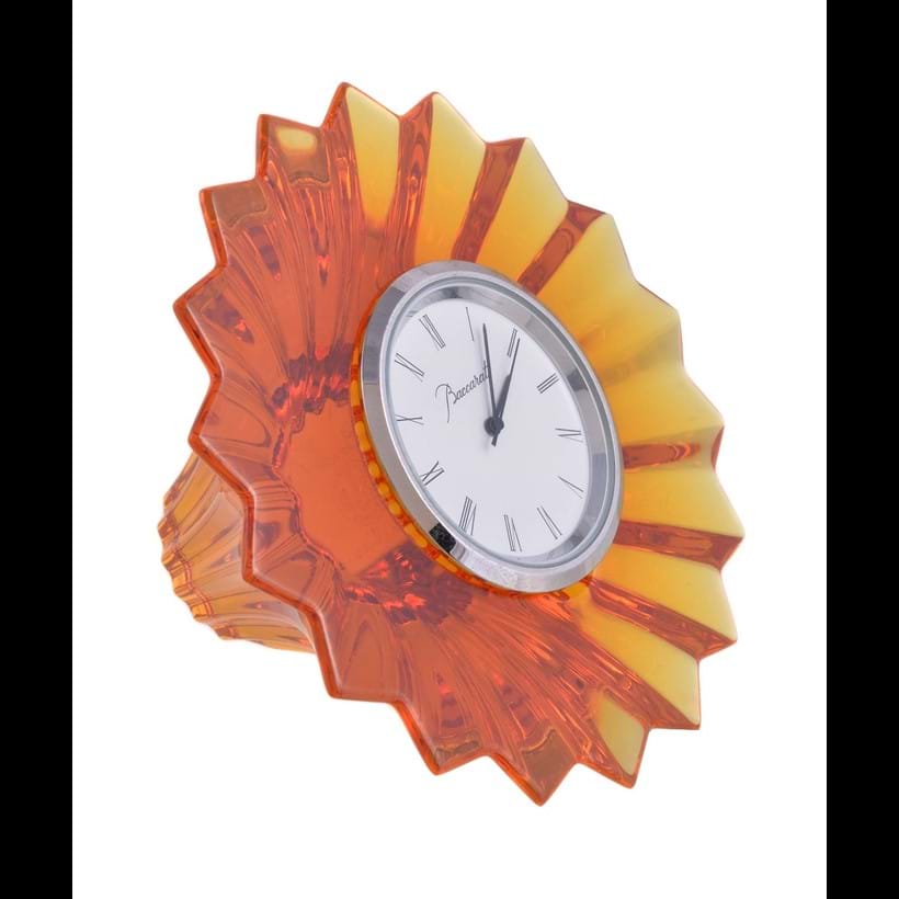 Inline Image - Lot 278, Mathias for Baccarat Mille-Nuits Baby Time amber glass desk clock, 1990s; est. £100-150 (+fees)