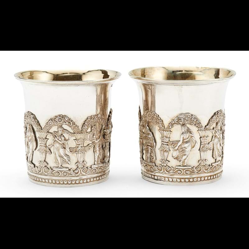 A pair of Russian silver beakers, Moscow 1839