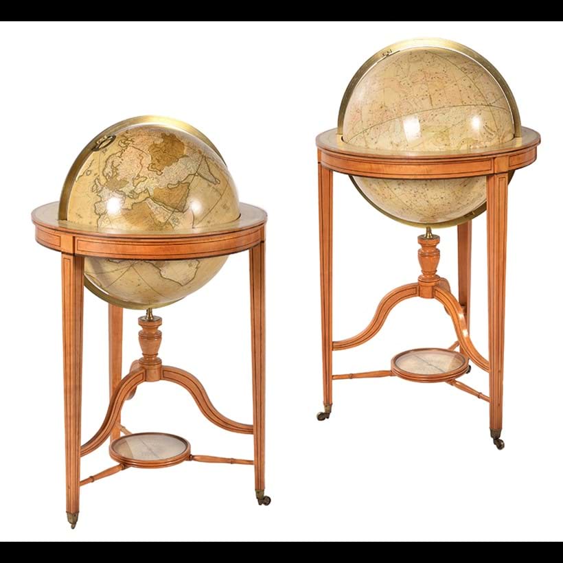Inline Image - Lot 1: Y A Very Fine Pair Of Regency Twenty-One Inch Terrestrial And Celestial Floor-Standing Library Globes, J. & W. Cary, London, The Celestial Dated 1799, The Terrestrial Dated 1815/1823 | Est. £20,000-30,000 (+ fees)