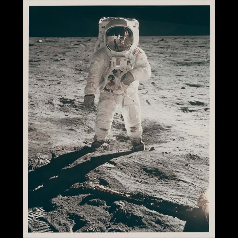 Inline Image - Lot 189: Celebrated portrait of Buzz Aldrin with visor reflection of Neil Armstrong, Apollo 11, July 1969 | Est. £2,000-3,000 (+ fees)