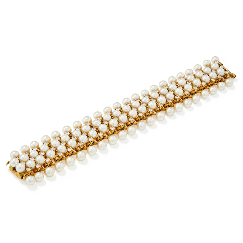 Jean Schlumberger, a cultured pearl and diamond bracelet 1950s