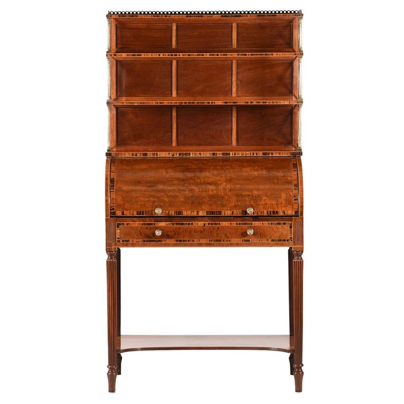 Inline Image - Lot 160: Y A Regency mahogany, rosewood, and calamander cylinder bureau bookcase, circa 1815 | Est. £1,200-1,800 (+ fees)