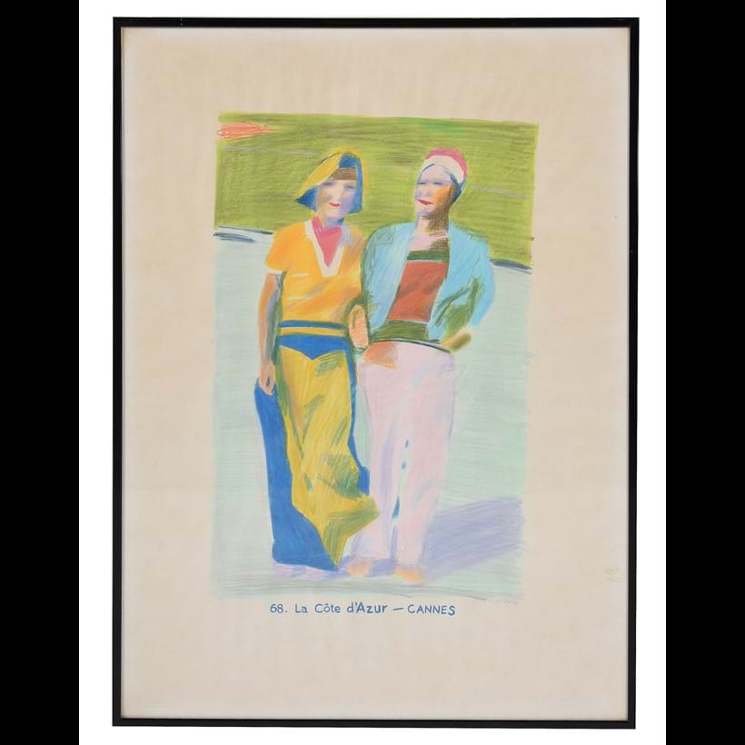 Inline Image - Lot 156: Glynn Boyd Harte (British 1948-2003), 'Côte d'Azur, Cannes', Pencil and coloured crayons | Est. £150-200 (+ fees)