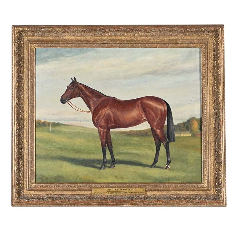 Albert G. Stirling-Brown (British fl.1896-1929), Try Try Again, Winner Of The Good Wood Stakes & Newbury Autumn Club, oil on canvas