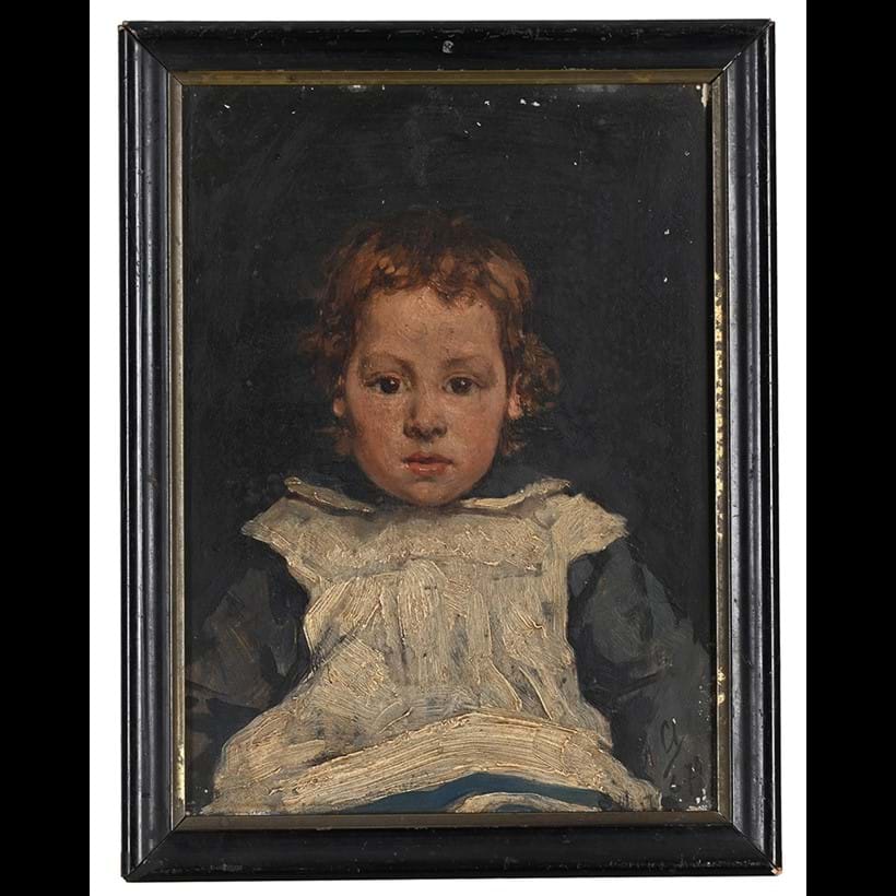 Inline Image - Lot 91: Alfred Cluysenaar (Belgian 1837-1902), 'Study of André Edmond Alfred Cluysenaar, age two', oil on panel | Est. £80-120 (+ fees)
