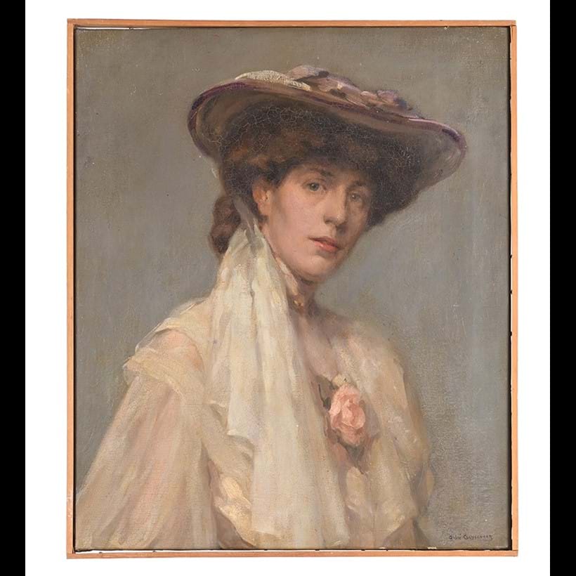 Inline Image - Lot 93: André Edmond Alfred Cluysenaar (Belgian 1872-1939), 'Portrait of Alice Gordon Thrieve, the artist's wife', oil on canvas | Est. £500-700 (+ fees)