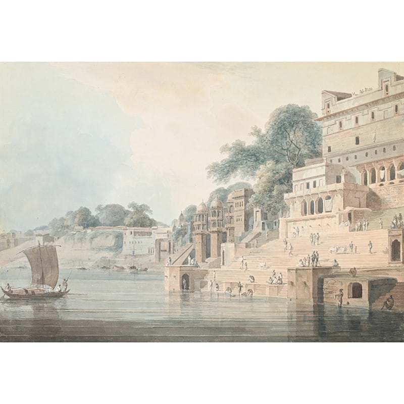 Thomas Daniell (British 1749-1840) And William Daniell (British 1769-1837), Dusasumade Gaut, Bernares, Uttar Pradesh, watercolour and pencil
