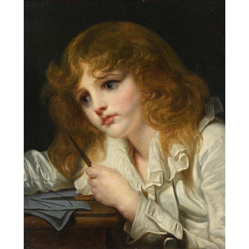 Jean Baptiste Greuze (French 1725-1805), The Young Mathematician, Oil on canvas