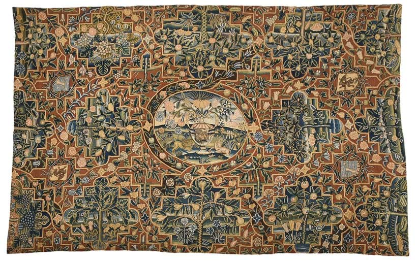Inline Image - Lot 207: A rare heraldic table carpet, probably Spanish Netherlands, 17th century | Est. £20,000-30,000 (+ fees)