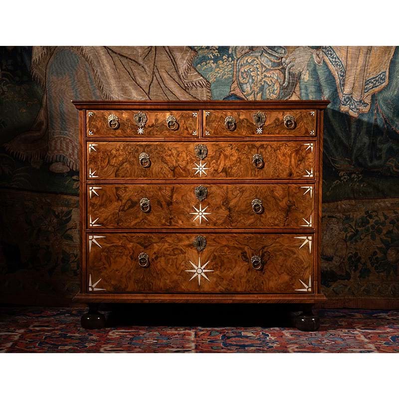 Y A rare William & Mary olivewood, crossbanded and ivory inlaid chest of drawers, circa 1690