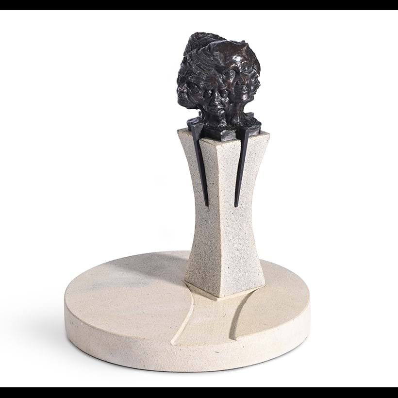 Inline Image - Lot 29: Angela Conner (British B. 1935), ‘Yalta Memorial’, Bronze and stone on a marble turntable base | Est. £800-1,200 (+ fees)