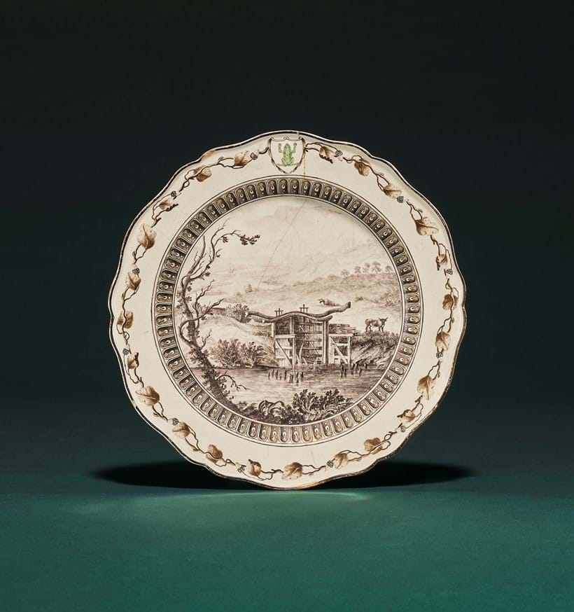 Inline Image - Lot 1047: ‡ A Wedgwood and Bentley creamware plate from 'The Frog Service' made for Catherine the Great, 1773-4 | Est. £8,000-12,000 (+ fees)