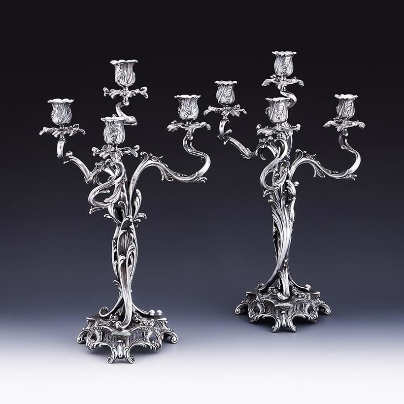 Inline Image - Lot 226: A pair of French silver four light candelabra Cardeilhac, Paris, Minerva marks, early 20th century | Sold for £8,820