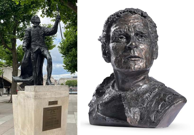 Inline Image - 'Laurence Olivier' at The Royal National Theatre | Lot 6: Angela Conner (British B. 1935, 'Laurence Olivier', bronzed composite | Est. £400-600 (+ fees)