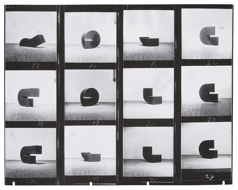Inline Image - Inverted contact sheet for Bent Column series, 1966 @ Estate of Clement Meadmore, the fourth row shows the present lot