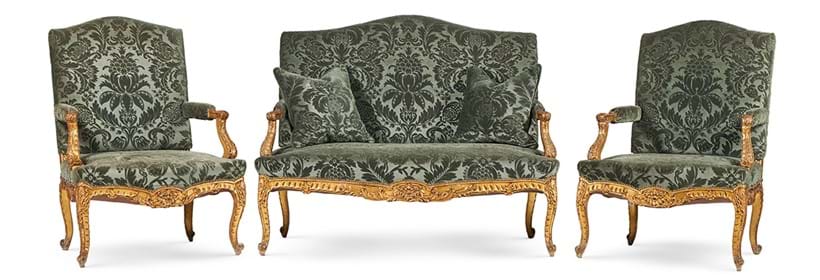 Inline Image - Lot 16: A suite of Italian carved giltwood and upholstered seat furniture, late 19th century | Est. £2,000-3,000 (+ fees)