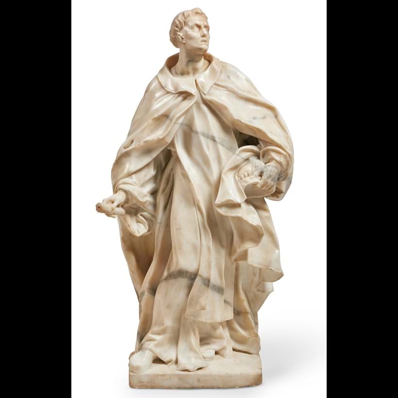 Inline Image - Lot 104: Attributed to Giovacchino Fortini (Settignano 1671-1736 Florence), a marble figure of a standing ecclesiastical figure, Italian, circa 1700 | Est. £4,000-6,000 (+ fees)