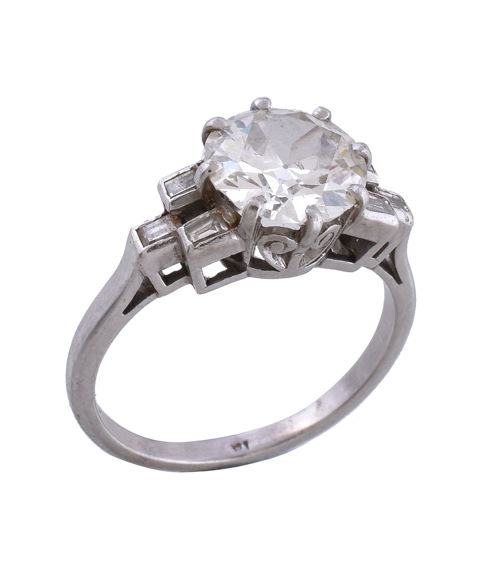 A 1950s single stone diamond ring, the central old European cut diamond weighing 2.06 carats 