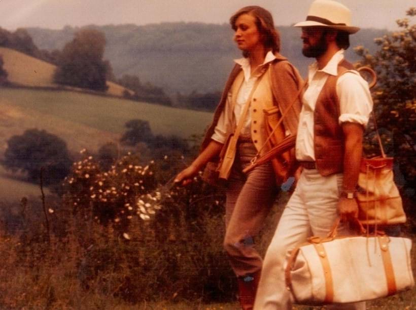 Inline Image - Roger and Monty Saul walking in the Somerset countryside. This became the image for Le Style Anglais collection.