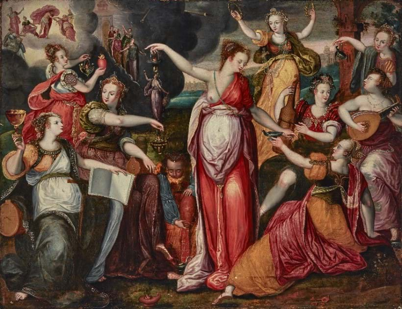 Inline Image - Lot 67: Circle of Marten De Vos (Flemish 1532-1603), ‘The Wise and The Foolish Virgins’, oil on panel | Est. £15,000-25,000 (+ fees)