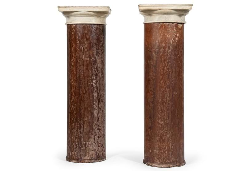 Inline Image - Lot 30: A pair of Italian marble columns possibly from 'The Pantheon', Sefton Merseyside, Rome, early 19th century | Est. £8,000-12,000 (+ fees)