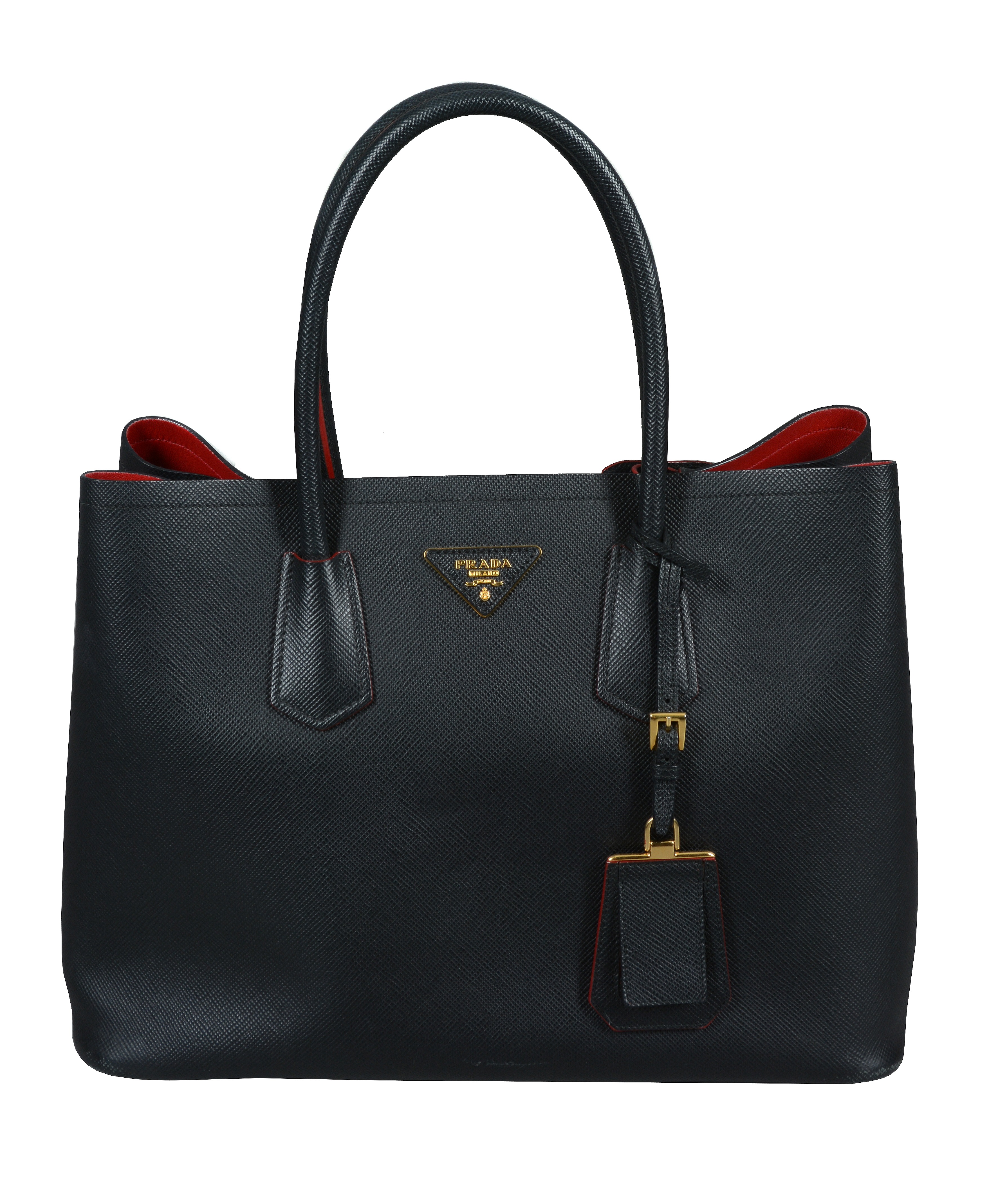 Prada, Double Bag, a black Saffiano leather handbag 