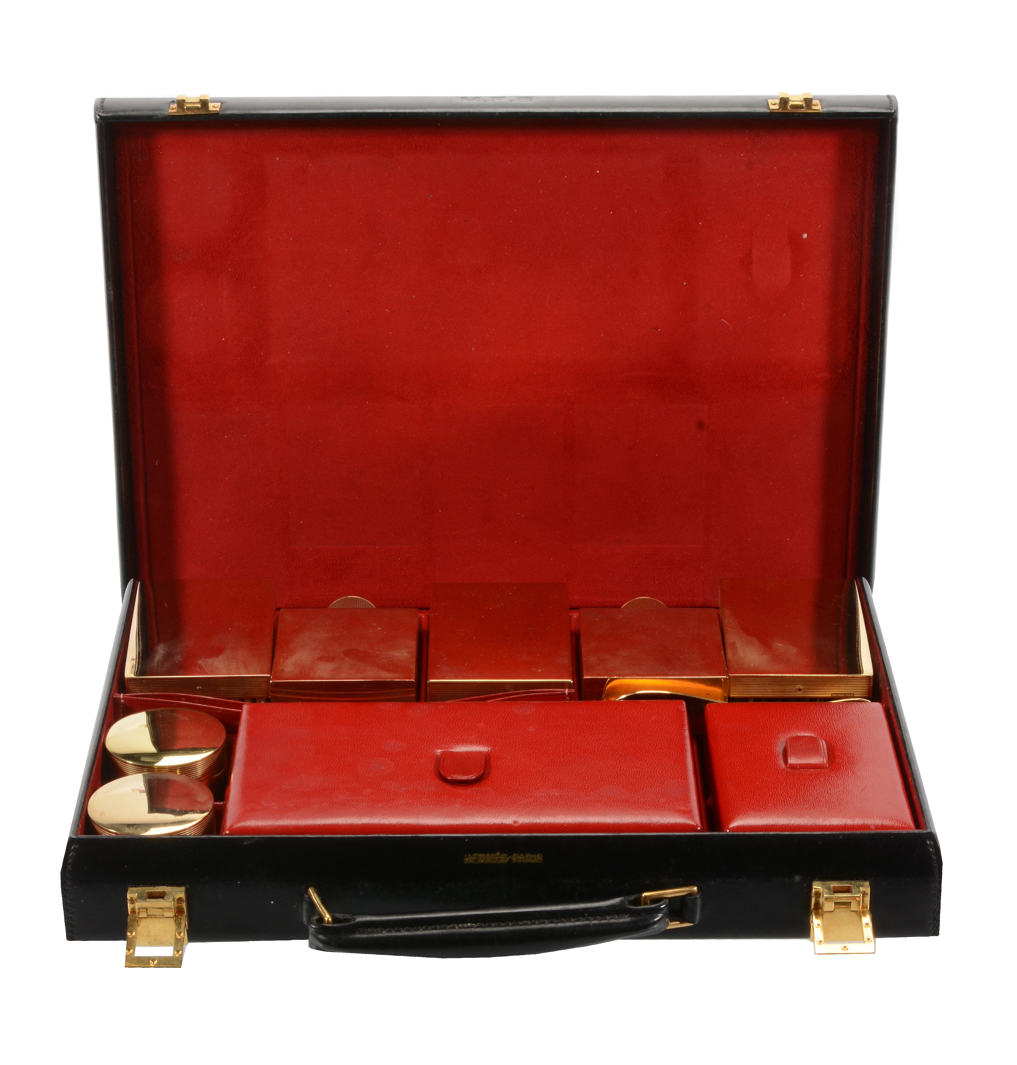 Hermès, a black leather travelling case
