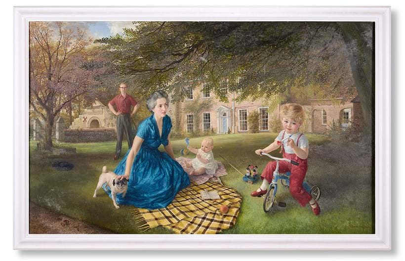 Inline Image - Lot 346: λ Claude Harrison (British 1922-2009), 'The Yorke Family in the garden at Gatewick', Oil on board | Est. £400-600 (+ fees)