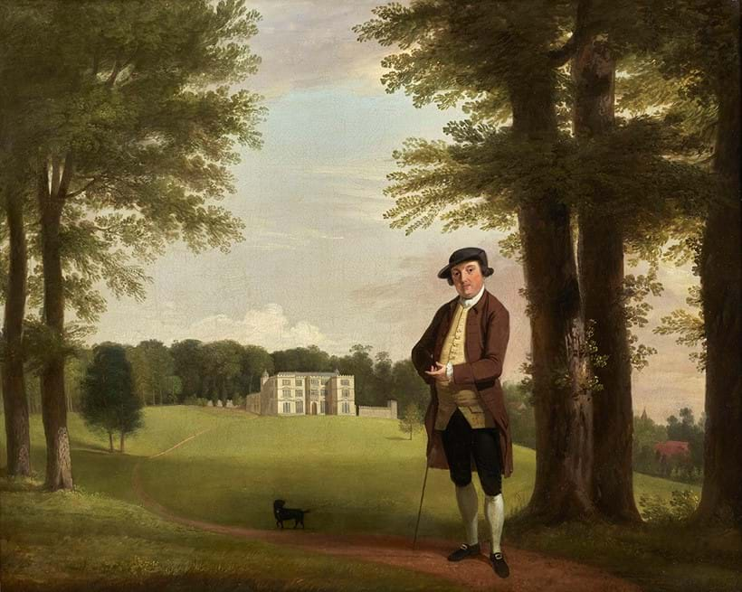 Inline Image - Lot 72: Nathaniel Dance (British 1735-1811), 'Powlett Wrighte (The Younger), standing before Englefield House, Berkshire', Oil on canvas | Est. £10,000-15,000 (+ fees)