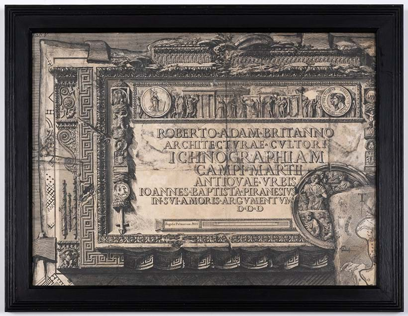 Inline Image - Lot 65: Piranesi (Giovanni Battista) Dedication cartouche to Robert Adam, from 'Campus Martius Antiquae Urbis', 1762 | Est. £200-300 (+ fees)