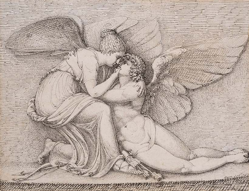 Inline Image - Lot 34: Deare (John, 1759-1798) Design for a relief of Cupid and Psyche, pen and black inks, on Italian laid paper without visible watermark, signed and dated 'Rome Sept. 1787' | Est. £6,000-8,000 (+ fees)