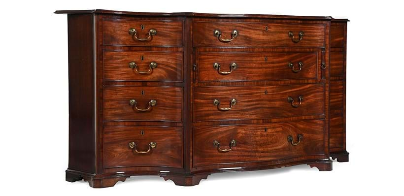 Inline Image - Lot 170: A fine George III mahogany serpentine commode, in the manner of Thomas Chippendale, circa 1770 | Est. £15,000-25,000 (+ fees)