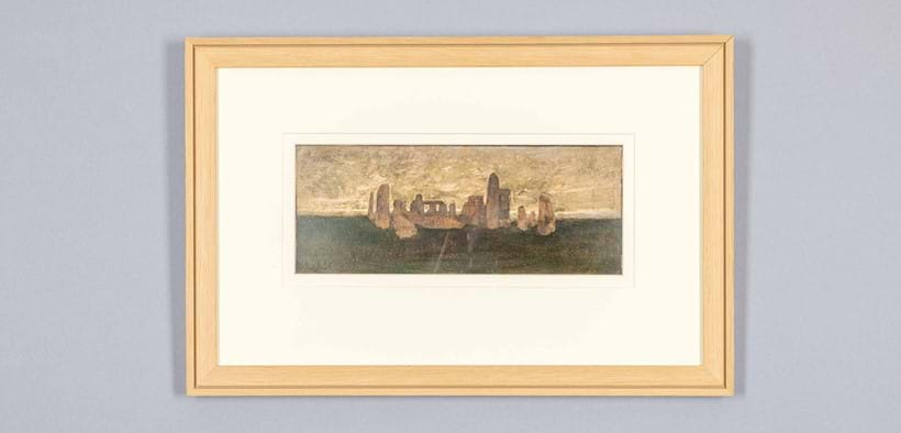 Inline Image - Lot 737: Gideon Matthew Fidler (British 1857 - 1942), ‘Stonehenge, Sunrise’, oil on paper; Together with another work by the same hand, titled 'Viewing the Sunrise', gouache | Est. £500-700 (+ fees)