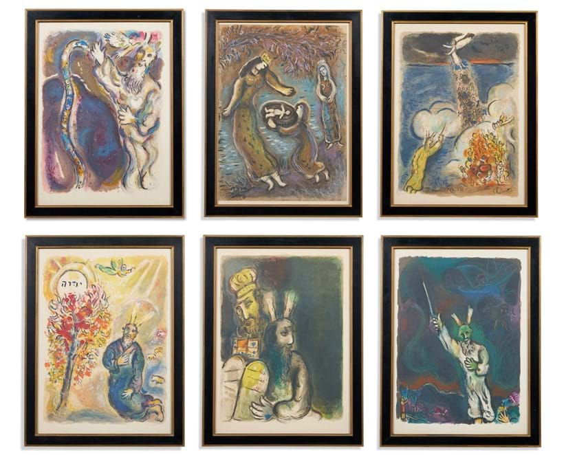 Inline Image - Lot 98: λ Marc Chagall (Russian/French 1887-1985), ‘The Story of Exodus (Cramer 64, Mourlot 444-467)’, The book, 1966, comprising 24 lithographs printed in colours | Est. £14,000-16,000 (+ fees)