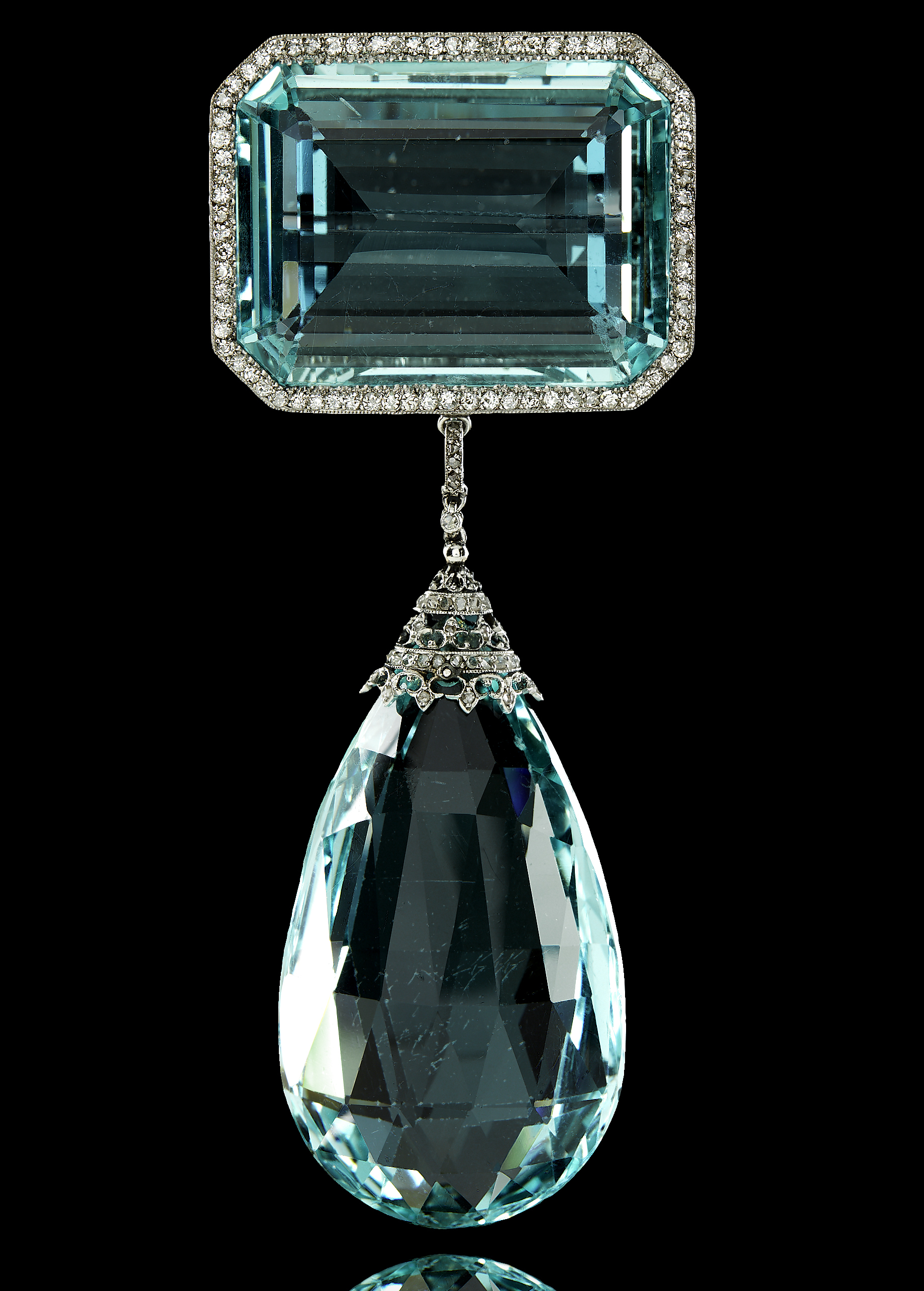 An impressive Edwardian aquamarine and diamond brooch, provenance: Lady Nancy Astor, thence by family descent 