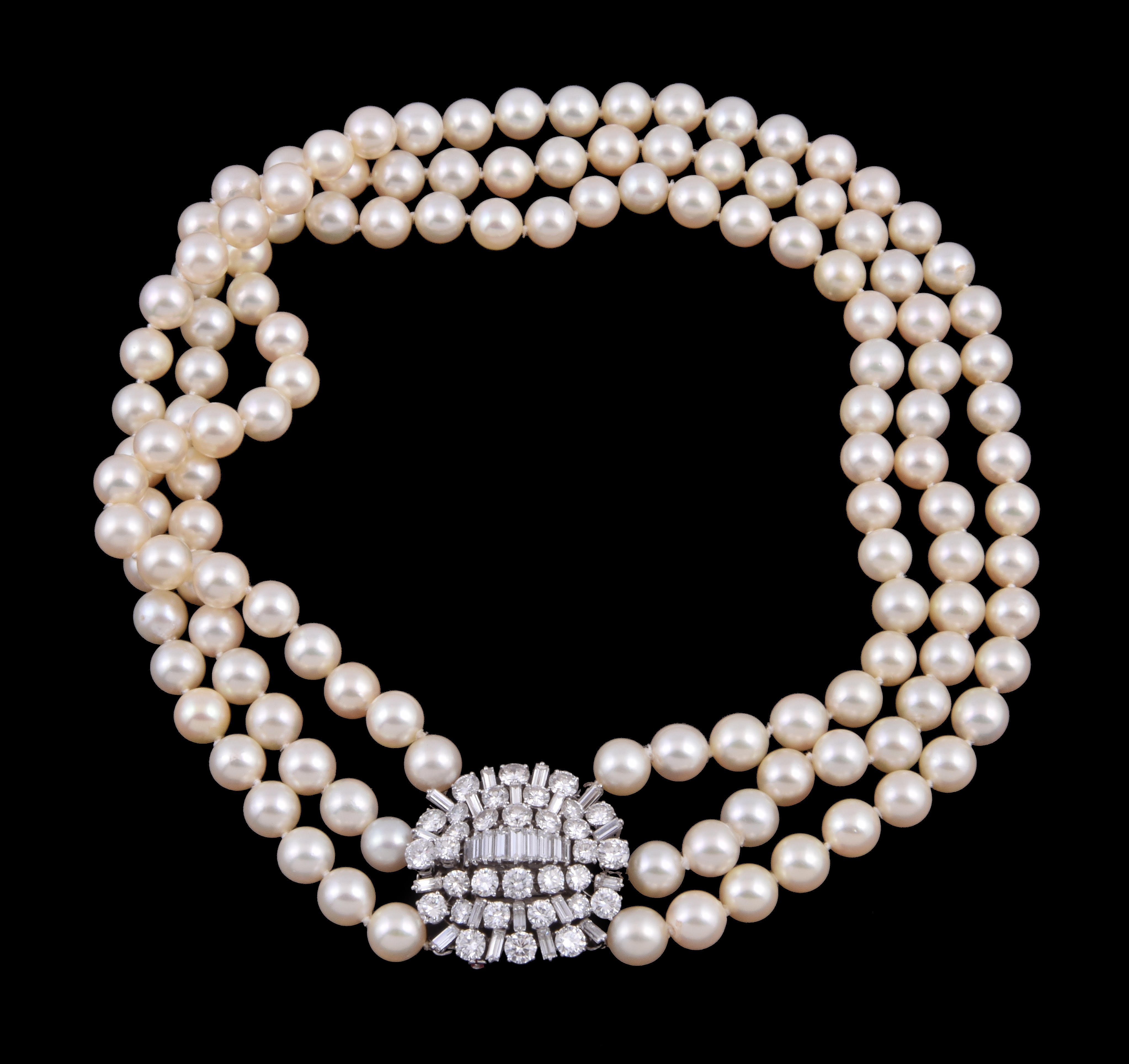 A 1950s cultured pearl necklace by Boucheron, Paris 