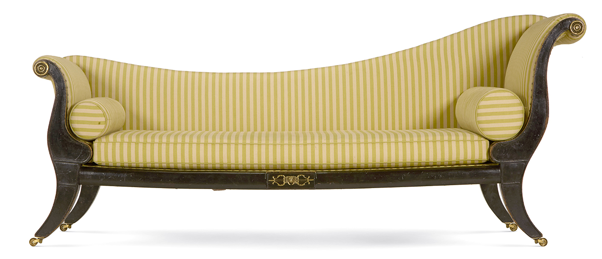 Lot 133 - A Regency brass-mounted ebonised sofa.jpg
