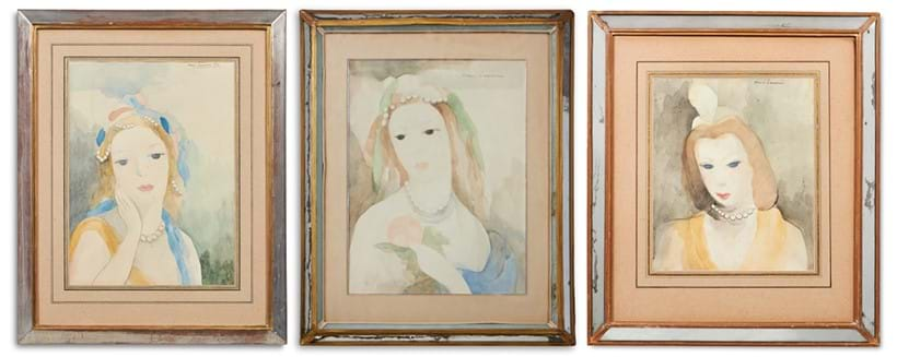 Inline Image - Lot 145: λ Marie Laurencin (French 1883-1956), 'Odalisque', watercolour and pencil, Est. £6,000-8,000 (+ fees); Lot 146: λ Marie Laurencin (French 1883-1956), 'La Rose', watercolour and pencil, Est. £4,000-6,000; Lot 147: λ Marie Laurencin (French 1883-1956), 'Femme aux perles', watercolour and pencil, Est. £6,000-8,000