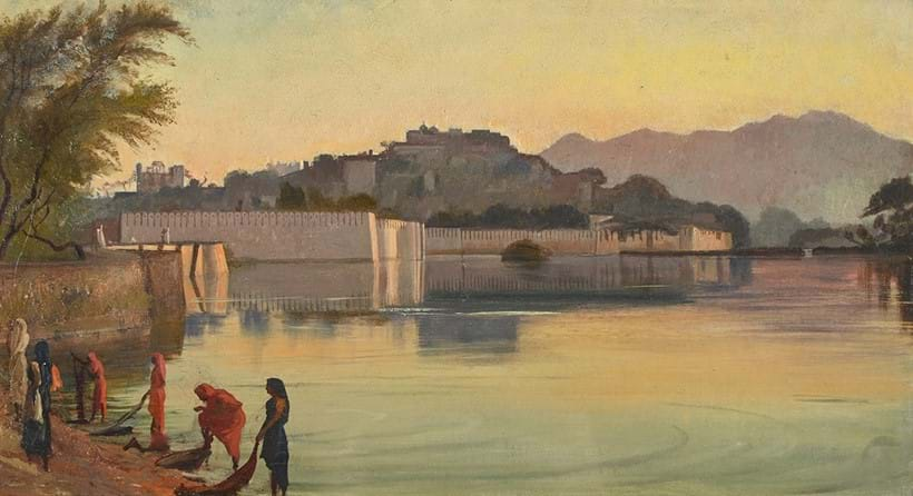 Inline Image - Lot 224: George Howard (British 1843 - 1911), 'Udaipur, India', Oil on board | Est. £2,000-3,000 (+ fees)