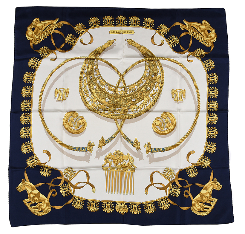 14657 Hermés les cavaliers d'or silk scarf designed by Vladimir Rybaltchenko.JPG