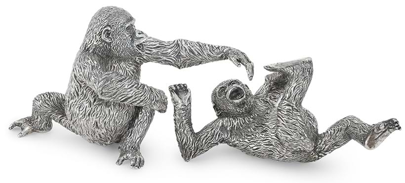 Inline Image - A pair of silver models of adolescent gorillas at play Patrick Mavros, Zimbabwe, circa 2002 | Sold for £10,080