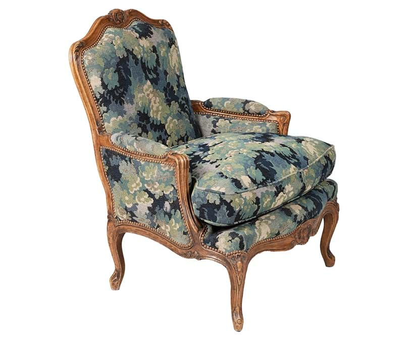 Inline Image - Lot 25: A beech and verdure tapestry upholstered fauteuil, in Louis XV style, 20th century, Recently re-upholstered by Lucy Eadie Interiors | Est. £400-600 (+ fees)