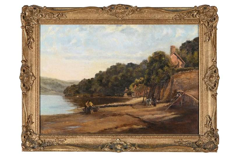 Inline Image - Lot 50: E. H. Sollas (British 19th Century), 'Fishermen Hauling Nets', Oil on canvas | Est. £500-700 (+ fees)