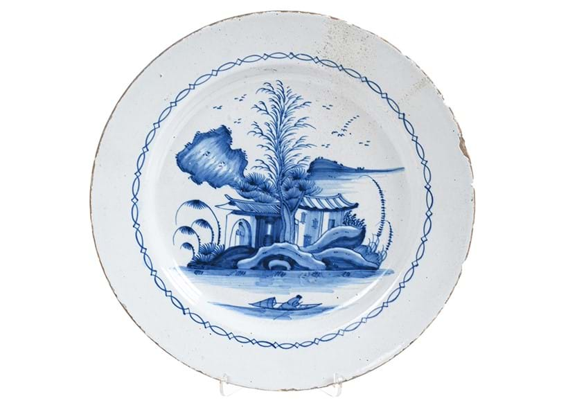 Inline Image - Lot 167: An English Delft blue and white chinoiserie plate, circa 1760 | Est. £150-250 (+ fees)