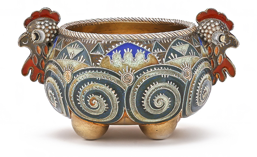 820w Lot 39 Fabergé, a silver gilt cloisonné enamel salt cellar, Moscow, 1908-1917.jpg