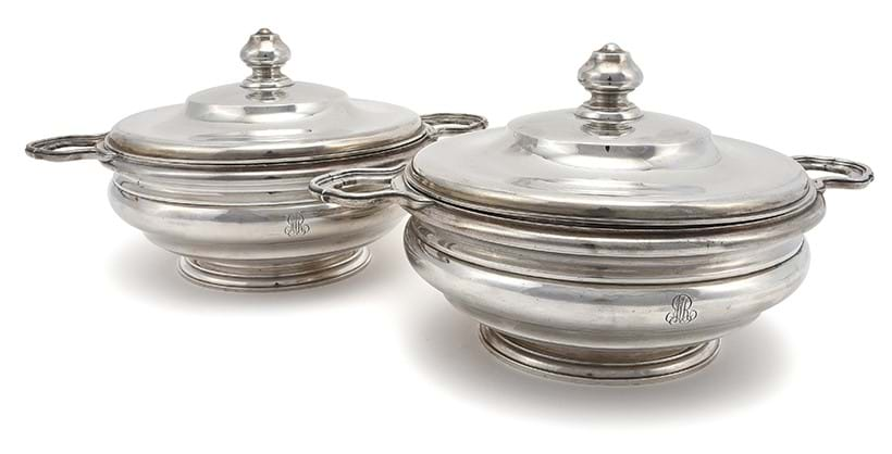 Inline Image - A pair of French silver circular vegetable dishes and covers by Gustave Keller, 1878-1973 |Sold with Dreweatts in December 2020 for £1,750