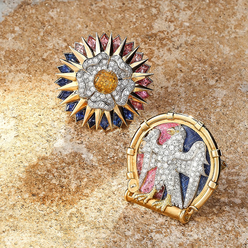 Cartier, the 'Eltham Palace' diamond and gem set brooches circa 1935 and later.jpg