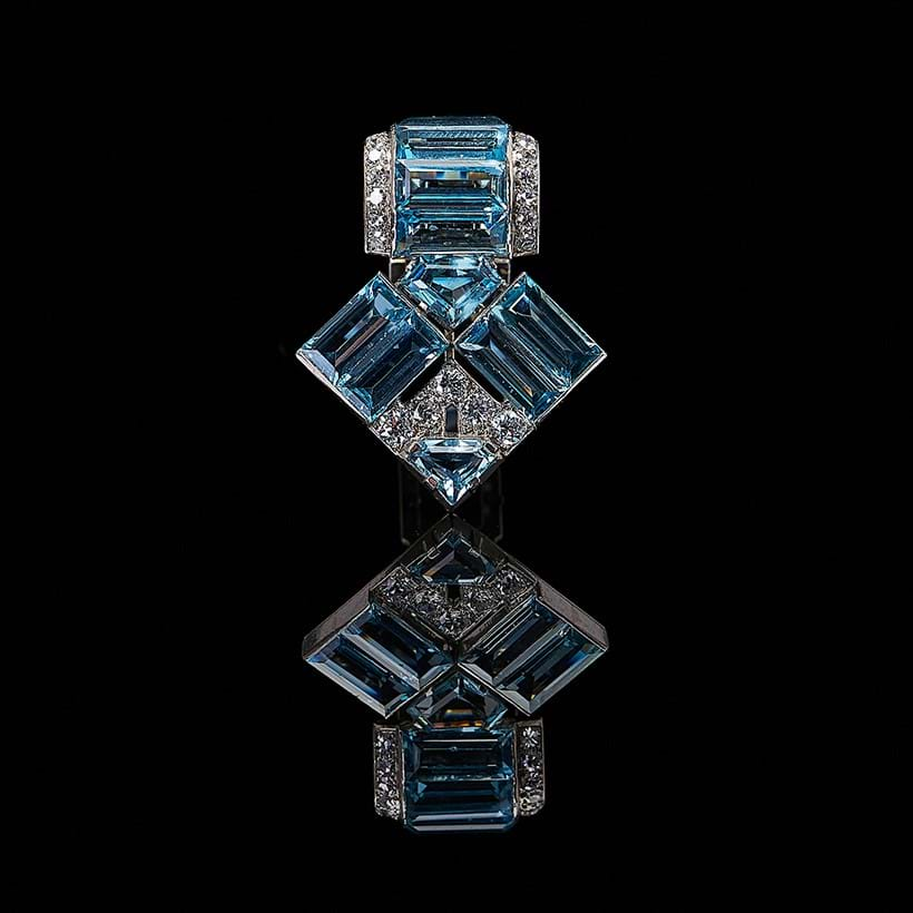 Inline Image - An Art Deco aquamarine and diamond clip by Cartier London, circa 1935 | Sold for £10,625