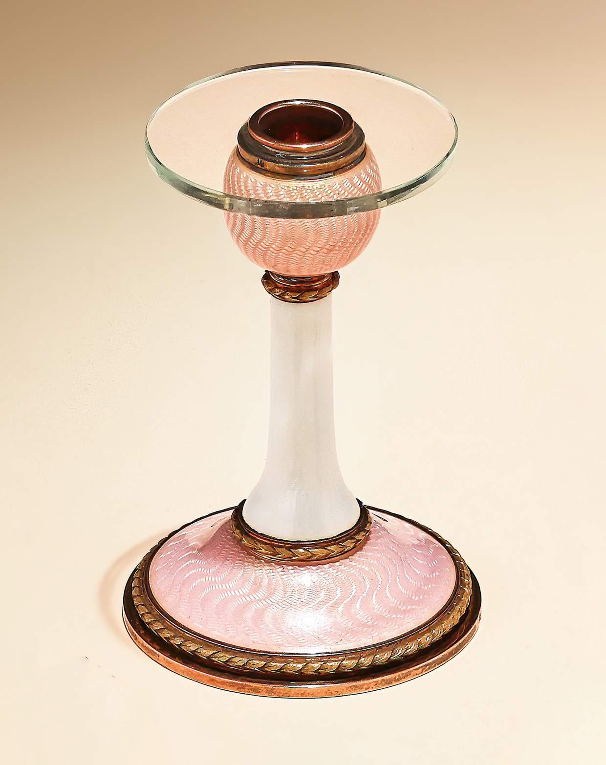 Lot 78 - Faberge gold, silver gilt and enamel taper stick holder.jpg